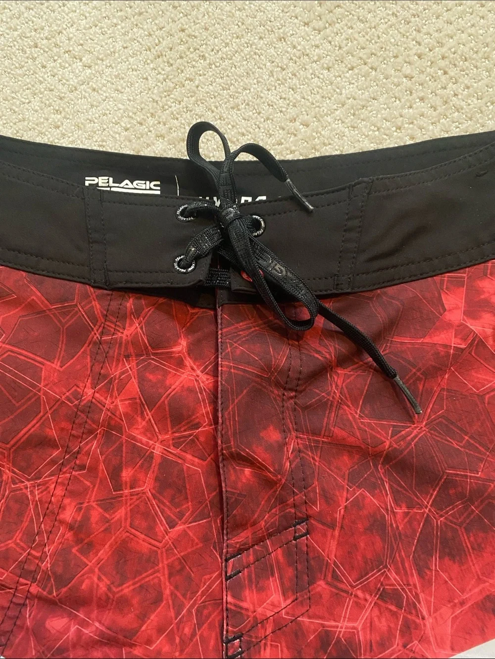 Men’s PELAGIC Hydro-Lite Swim Trunks - Red, Gray & Blue